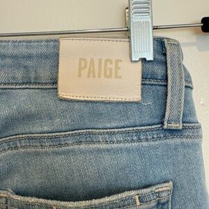 PAIGE Blue Frayed Hem Jeans / Classic Light Wash